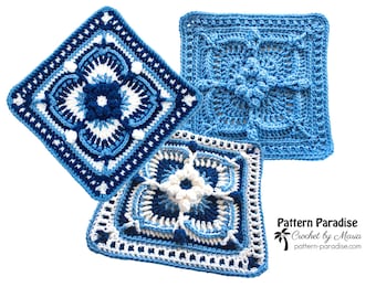 Crochet Pattern Afghan Square Copenhagen, 12" Crochet Square, Blanket Square, Throw