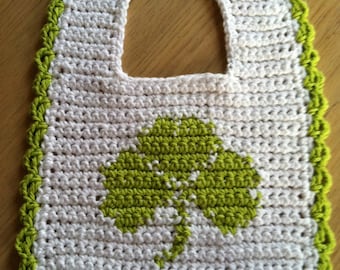 File Crochet Bib - Shamrock, Crochet Pattern PDF 12-028