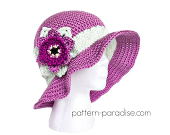 Crochet Pattern for Sunhat Wide Brimmed Hat, Summer Joy newborn to adult