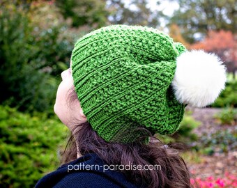 Crochet Pattern for Beanie Hat, Winter Haven Collection, Toddler, Child, Adult PDF 17-340