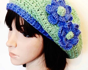 Crochet Pattern Slouchy Tam Hat, Calendula Flower adult, PDF 12-102 INSTANT DOWNLOAD