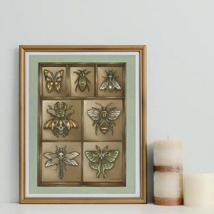 Insecta 11x14 Oil Painting Print Insect Collection Natural History Bugs Art Print image 3