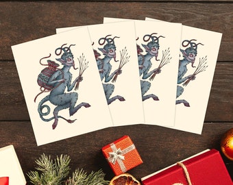 Krampus Postcards - Set of 4 Christmas Cards - Yule Gift