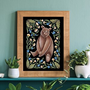 Bear Art Print Watercolor Painting Print Grizzly Bear Gift Cabin Decor image 1