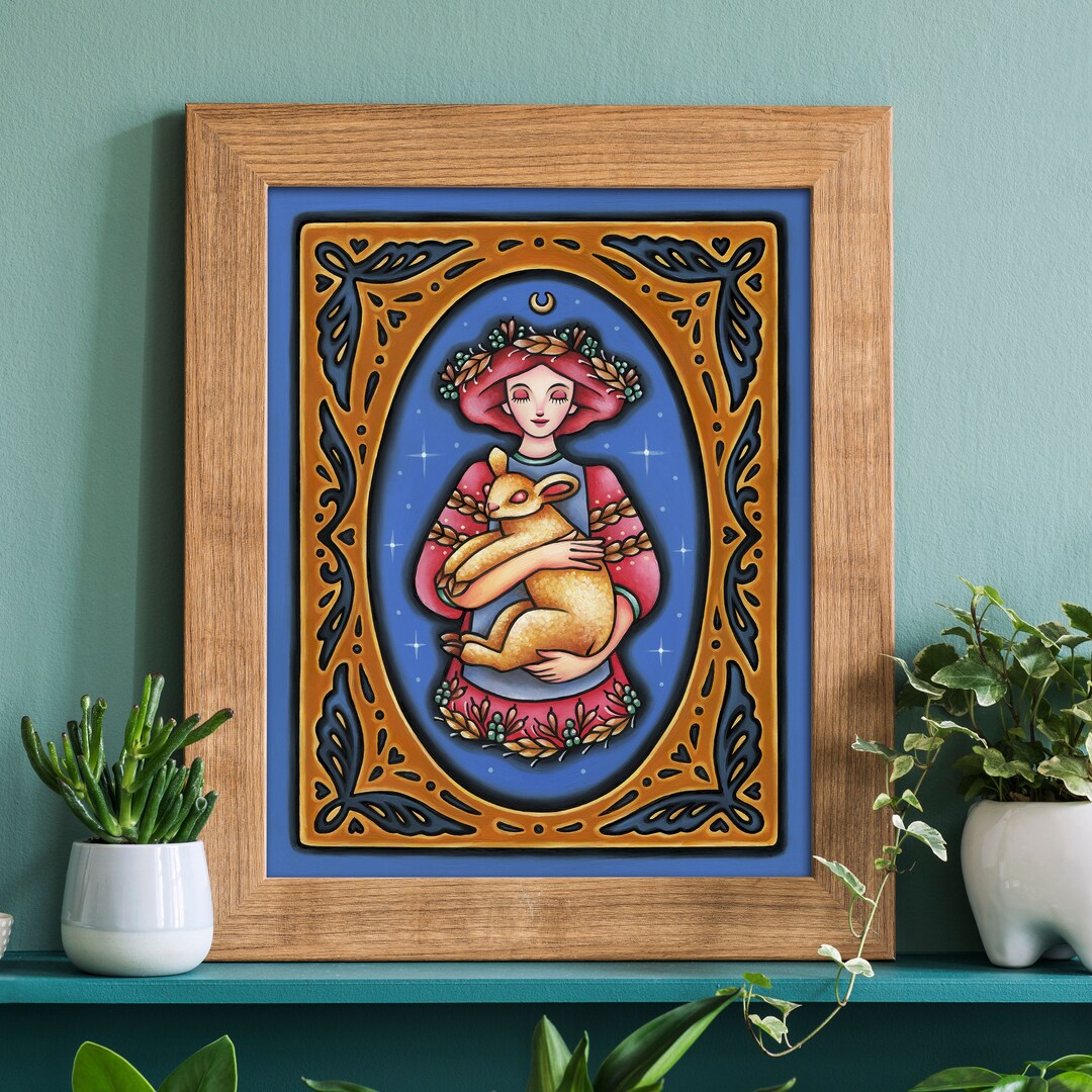 Lamb Pagan Folk Art Print 8x10 Oil Painting Print Norse Fertility ...