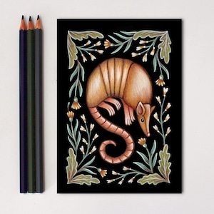 Armadillo Art Print Watercolor Painting Print Armadillo Decor Armadillo Folk Art Armadillo Gift image 5