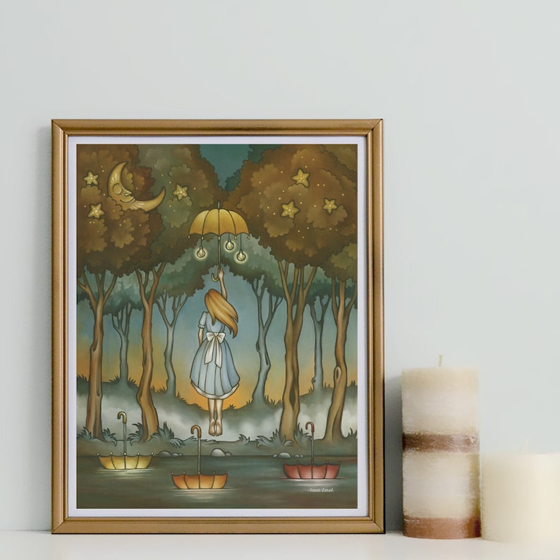 Dreamy Daze 11x14 Oil Painting Print Alice in Wonderland Fairy Tale Gift Fairy Tale Art image 3