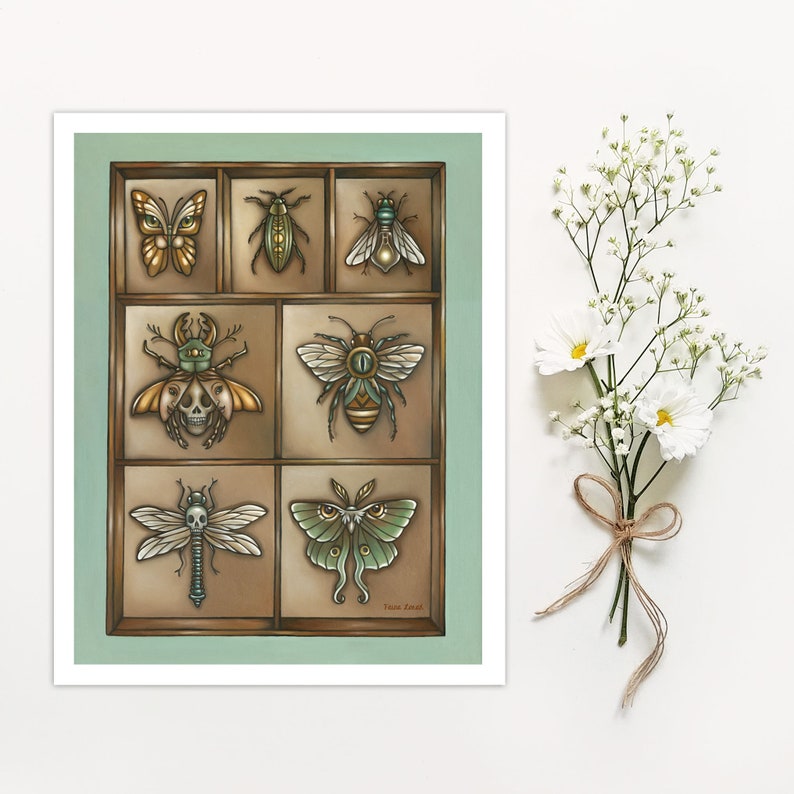 Insecta 11x14 Oil Painting Print Insect Collection Natural History Bugs Art Print image 2