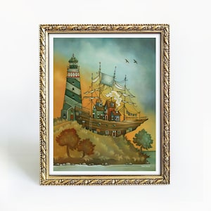 Sea Song - 11x14 Oil Painting Print - Lighthouse Art - Beach House Gift - Nautical Decor