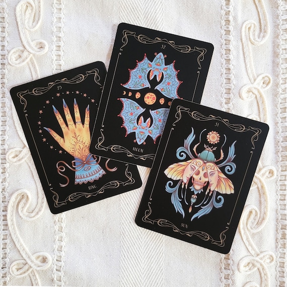 Nocturnal Garden Lenormand Deck Art Nouveau Divination Cards Etsy