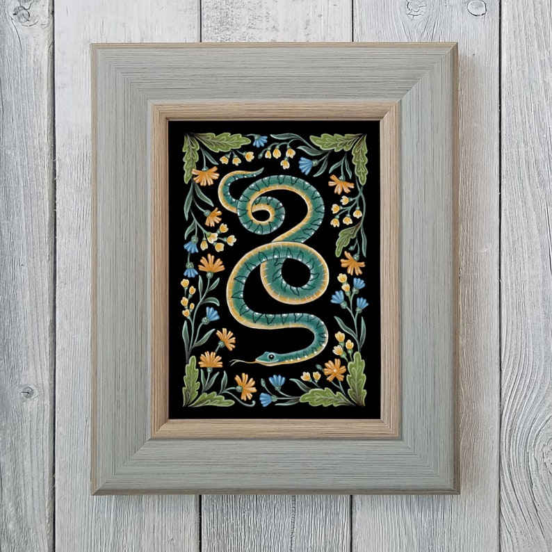 Snake Art Print Watercolor Painting Print Snake Decor Folk Art image 5