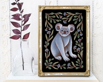 Koala Art Print - Watercolor Painting Print - Koala Decor - Koala Folk Art - Koala Gift