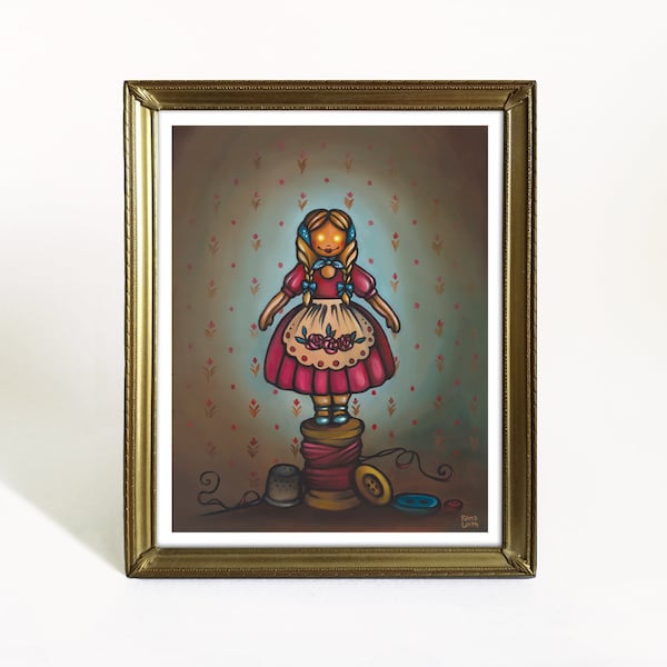 Bright-Eyed Doll Art Print - 8x10 Oil Painting Print - Slavic Pagan Art - Russian Fairy Tale