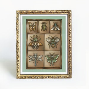 Insecta 11x14 Oil Painting Print Insect Collection Natural History Bugs Art Print image 1