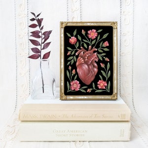 Anatomical Heart Art Print Watercolor Painting Print Anatomical Heart Gift Wild Roses image 2