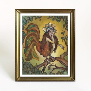 Alkonost Art Print 8x10 Oil Painting Print Slavic Folklore Decor Pagan Fairy Tale Art image 5