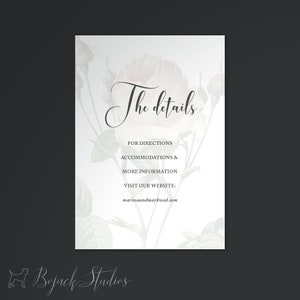 Vintage Floral Wedding Invitation Info Card, Wedding Website Card, Wedding Direction Card, Modern Floral Wedding Invitation 18018