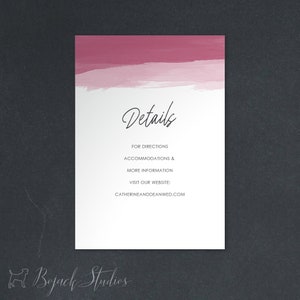 Scheda informativa sull'invito al matrimonio ad acquerello, Scheda del sito Web del matrimonio, Scheda di direzione del matrimonio, Invito all'acquerello nuziale moderno dipinto 18015