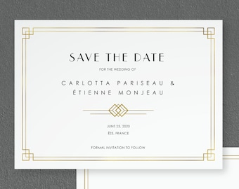 Save the Date Card, Art Deco Save the Date, Save Our Date , Gatsby Wedding, Wedding STD, Save the Date, Custom Save the Date, Carlotta