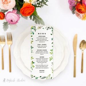 ISA Aquarel Botanische Trouwmenu's - Aangepast Bedrukt Bruiloft Menu, Afdrukbaar Trouwmenu, Diner menu, Lunch Menu, Bladeren Menu