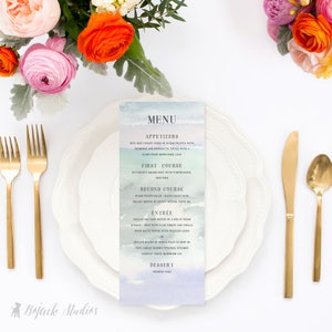 HUE APEX Watercolor Wedding Menus - Menu weselne drukowane na zamówienie, menu weselne do wydrukowania, akwarelowe menu obiadowe, menu lunchowe
