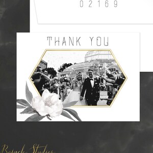Geo Thank You, Photo Thank You Card, Vintage floral Wedding Thank You Card, Floral Thank You, Shower Thank You Card, Wedding, H010