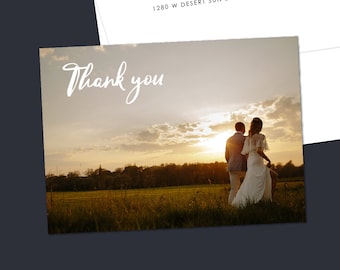 Photo Thank You Card, Wedding Thank You Card, Wedding Photo Card, Modern Wedding Thank You, Thank You Card, Printed Thank You Card, TYVM