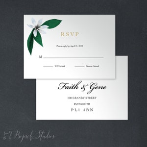 Antwoordkaart, Digitale RSVP-kaart, Bedrukte RSVP-kaart, Gedrukte Antwoordkaart, Botanische RSVP-kaart, Groen rsvp-kaart, Botanische bruiloft, H031