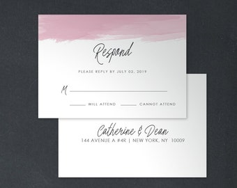 Watercolor Reply Card, Digital RSVP Card, RSVP Card, Printed Reply Card |Digital Reply Card, Painted Modern Watercolor Invitation, 18015