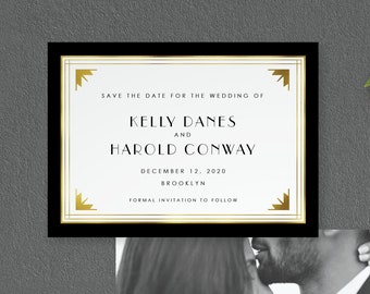 Save the Date Card, Art Deco Save the Date, Save Our Date , Gatsby Wedding, Wedding STD, Save the Date, Custom Save the Date, Kelly