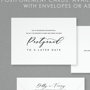Rinvio, Posticipato, Modifica dei piani, Annullato, Matrimonio riprogrammato, Invito cartaceo, Personalizzato posticipato, Stampabile, Art Deco, Personalizzato