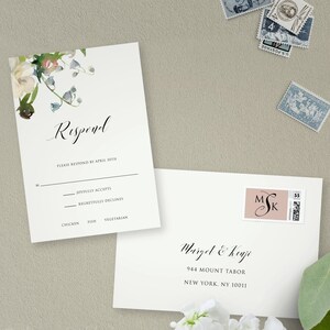 Aquarell Blumen Antwortkarte, RSVP Karte, gedruckte Antwortkarte | Digitale Antwortkarte, Aquarell Floral Modern Hochzeitseinladung, H002