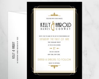 Art Deco Wedding Invitations (Custom, Printed)