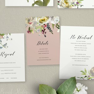 Aquarelle Floral Wedding Info Card, Small Insert, Wedding Website Card, Wedding Direction Card, Wedding Insert, Floral Wedding, H002