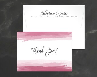 Watercolor Thank You, Thank You Card, Modern Wedding Thank You, Watercolor Thank You Card, Shower Thank You Card, Pink Thank You, 18015