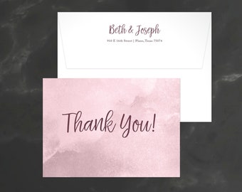 Watercolor Thank You, Thank You Card, Modern Wedding Thank You, Watercolor Thank You Card, Shower Thank You Card, Pink Thank You, Beth