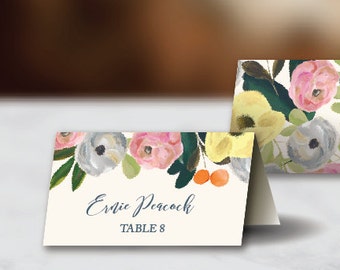 Place Cards | Digital Download Placecard Template | Avery Tent Card Template | Editable File | Editable Place Card | Cassie Floral