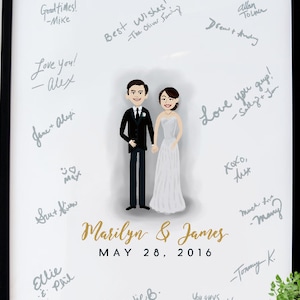 Ilustración de retrato personalizada, Alternativa de libro de visitas de boda, Libro de visitas personalizado, Ilustración de boda, Póster de libro de visitas, Imprimible