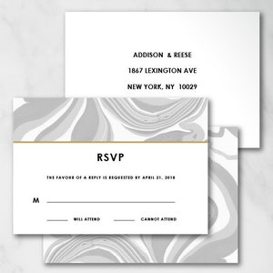 Carta di risposta Addison / Carta RSVP digitale / Carta RSVP stampata / Carta di risposta stampata /Carta di risposta digitale / Inviti di nozze moderni / Marmo