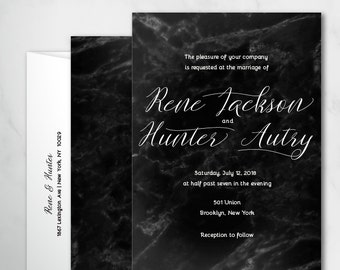 Rene Marble Wedding Invitations, Custom Wedding, Printable Wedding Invitation, Printed Wedding Invite, Modern Wedding, Marble Invite