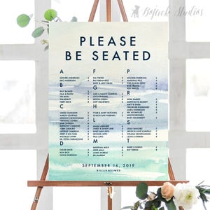 Pôster de gráfico de assentos em aquarela HUE WAVE, gráfico de assentos imprimível, gráfico de assentos personalizado, gráfico de assentos impresso, casamento em aquarela