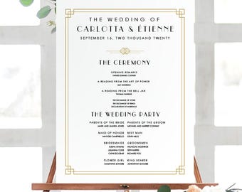 Art Deco Wedding Program Poster Wedding Program Sign Etsy