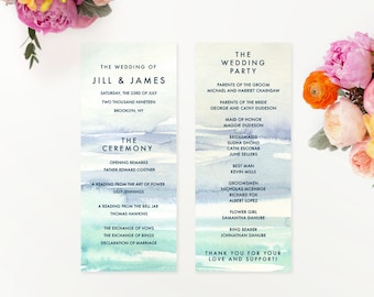 floral watercolor wedding ceremony programs custom printed etsy
