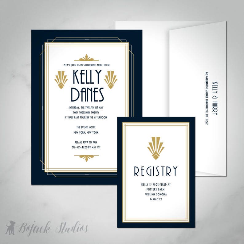 DIY Invitation Wedding Shower Invitation Custom Printed Bridal Shower Invitation Printable Digital Download Fitzgerald Art Deco