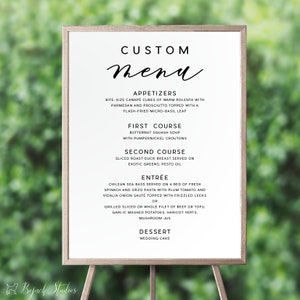 Cartaz de menu de buffet de casamento personalizado, cartaz de menu para impressão, menu de casamento personalizado, gráfico de menu impresso, menu grande, tipografia moderna, 18032