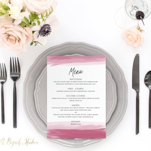 Menu weselne w akwareli - spersonalizowane drukowane menu weselne, drukowane menu weselne, akwarelowe menu obiadowe, akwarelowe menu obiadowe, 18015