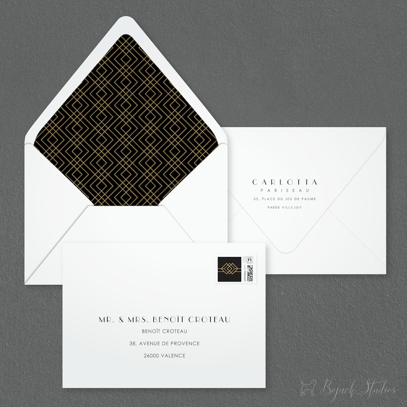 Gatsby Wedding Save the Date Custom Save the Date Save the Date Card Wedding STD Carlotta Save Our Date Art Deco Save the Date