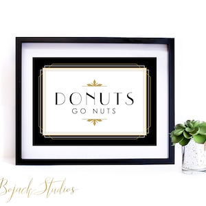 Donuts Art Deco Sign, 5x7&quot; Printable Wedding Sign, Donuts Sign, PDF Sign, Art Deco Wedding Signs, Donut Bar Sign, Digital Download, Kelly