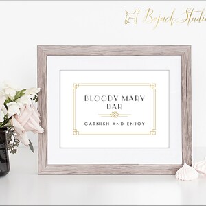 Bloody Mary Art Deco Sign, 5x7&quot; Printable Wedding Sign, Bloody Mary Bar Sign, PDF Sign, Art Deco Wedding Signs, Bloody Mary Bar, Carlotta