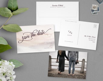Save The Date Card, Wedding Postcard, Modern Save The Date, Printed Save Our Date, Photo Save The Date,